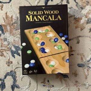 Solid Wood Mancala Game - Natural, Blue, Green